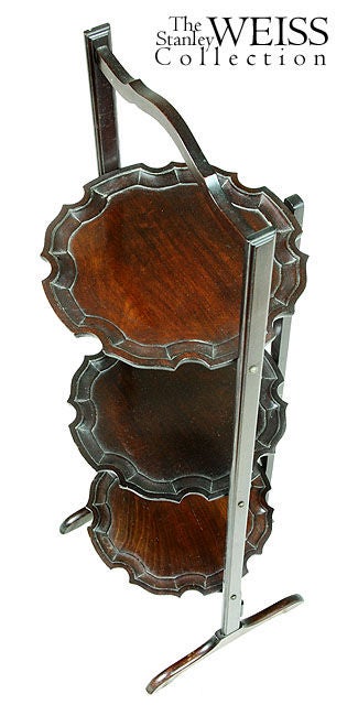 Chippendale Solid Mahogany Three-Shelf Dish Stand, 19th Century For Sale