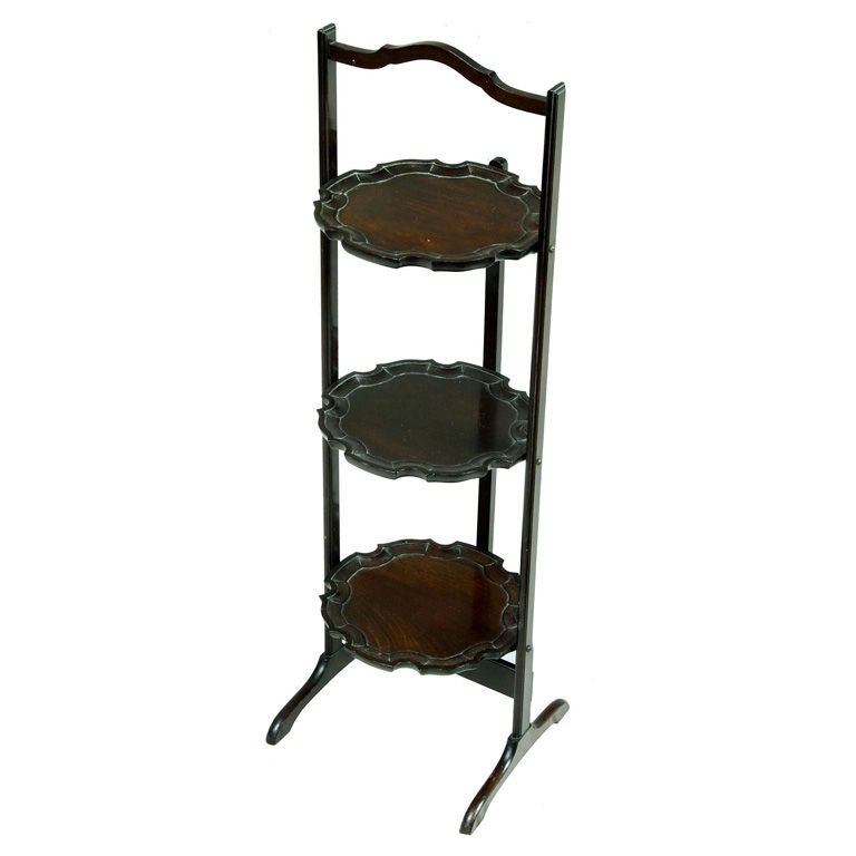Solid Mahogany Three-Shelf Dish Stand, 19th Century For Sale