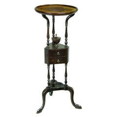 Antique Queen Anne Style Plant Stand with Unusual Dished Top