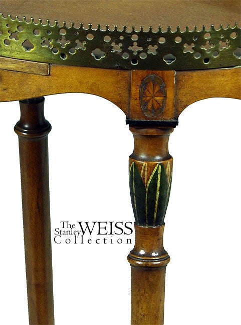 Satinwood Painted, Inlaid, Edwardian Urn Stand on Wheels In Excellent Condition For Sale In Providence, RI