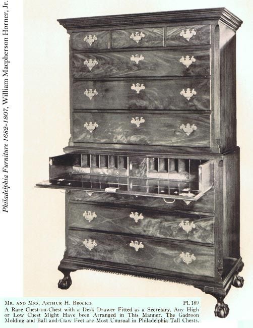 Chippendale Mahogany Secretaire Bureau, England 3