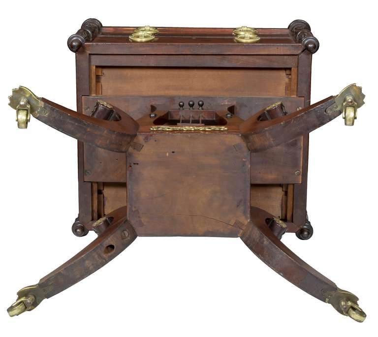 Fine Classical Carved Mahogany Double Lyre Work Table, Philadelphia, circa 1810 1