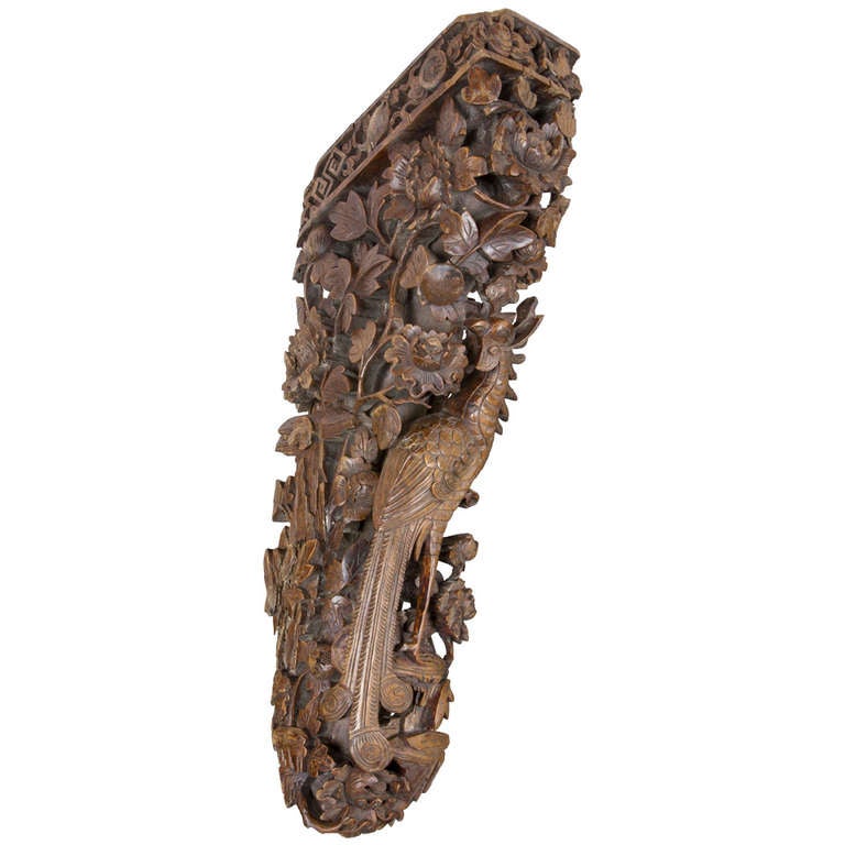 Large Elaborately Carved Chinese or Japanese Bird Bracket, circa 1890