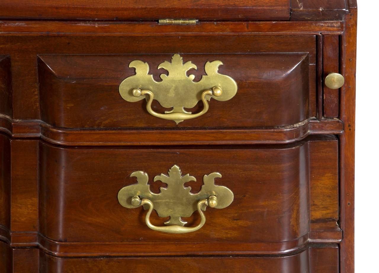 Late 18th Century Chippendale Mahogany Block Front Desk, Boston, circa 1780 For Sale