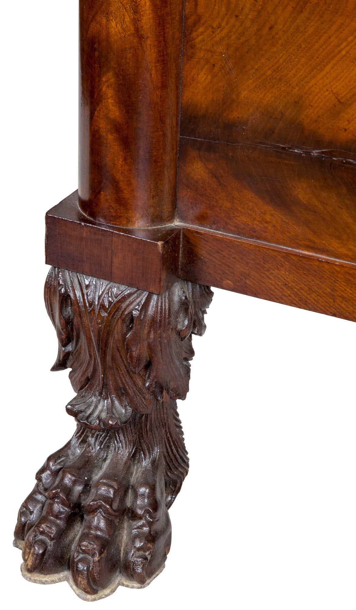 English Fine Pair of Regency Beds with Carved Lions and Paw Feet, England, circa 1820 For Sale