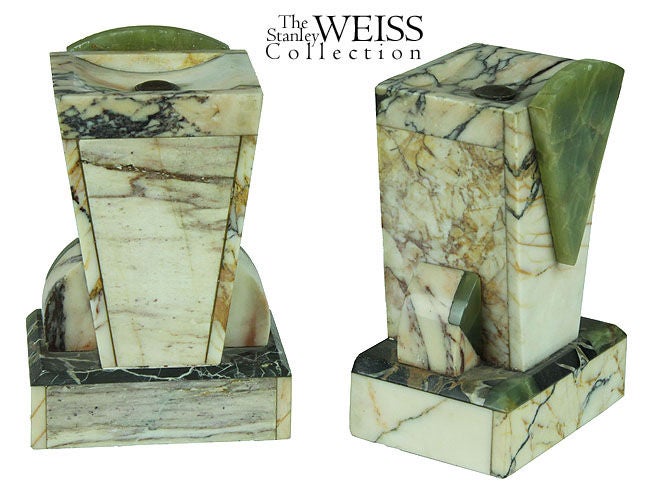 French Three-Piece Marble and Onyx Art Deco Mantel Clock For Sale
