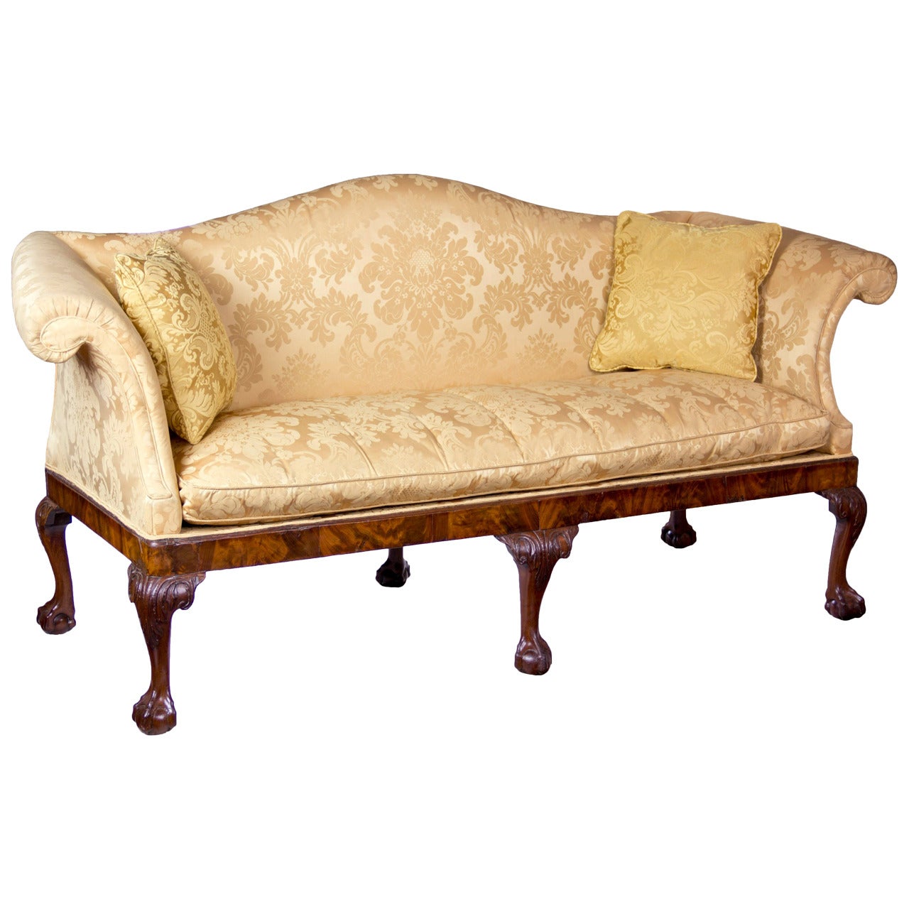Chippendale Camelback Sofa with Claw and Ball Feet, English or Irish, circa 1770 For Sale