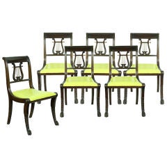 Set of Six Mahogany Classical Lyre Side Chairs