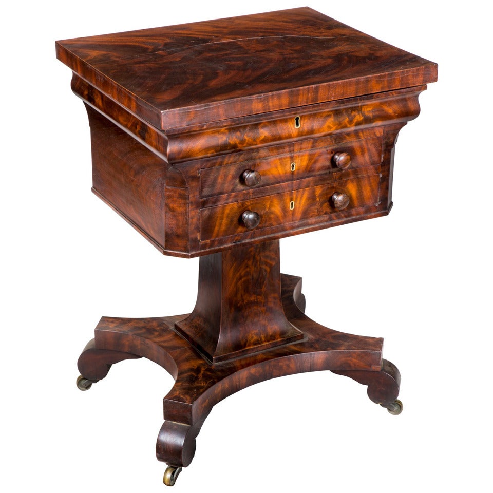 Gothic Classical Mahogany Worktable, circa 1830-1840 For Sale