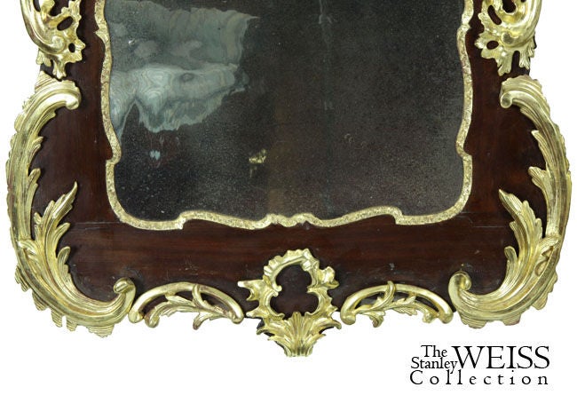 Rare Pair of Parcel-Gilt Mahogany Chippendale Rococo Mirrors In Excellent Condition For Sale In Providence, RI