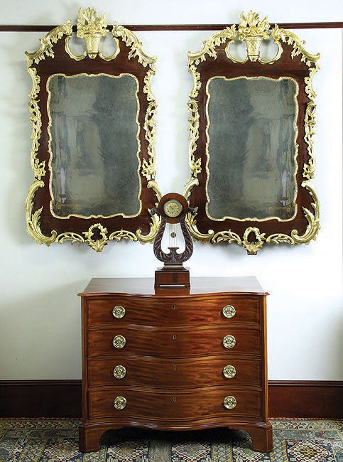 Rare Pair of Parcel-Gilt Mahogany Chippendale Rococo Mirrors For Sale 2