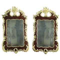 Rare Pair of Parcel-Gilt Mahogany Chippendale Rococo Mirrors