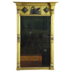 Classical Gilt Mirror with Swan Carving, New England