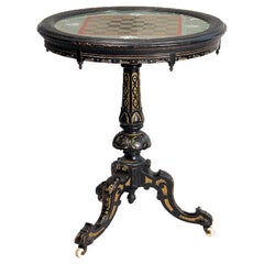 Antique Fine Eglomise Games Table, circa 1890