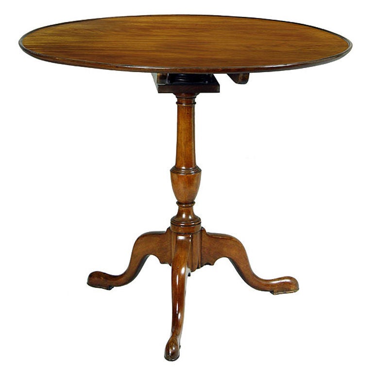 Queen Anne Mahogany Tilt-Top Table with Dish Top, Birdcage, Urn For Sale