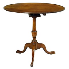Queen Anne Mahogany Tilt-Top Table with Dish Top, Birdcage, Urn