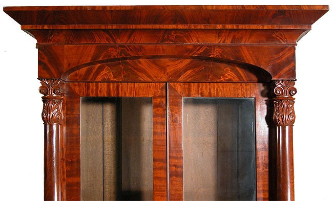 American Classical Carved Mahogany Classical Desk or Bookcase For Sale