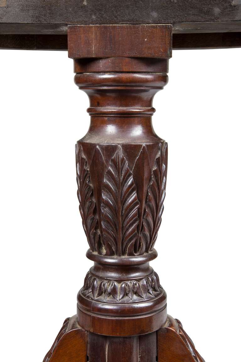 Neoclassical Pair of Classically Carved Trick Leg Tables by Frederick Hagen, circa 1928-1931 For Sale