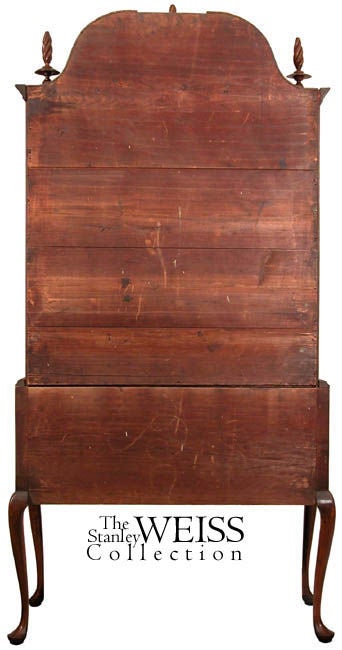 18th Century Queen Anne Fan Carved Maple Bonnet-Top High Chest, Connecticut, circa 1740-1760 For Sale