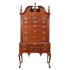 Queen Anne Fan Carved Maple Bonnet-Top High Chest, Connecticut, circa 1740-1760