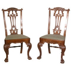 Pair of Carved Chippendale Ball and Claw Feet Side Chairs