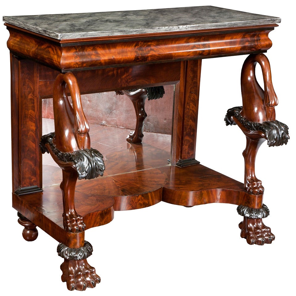 Carved Mahogany "Swan" Pier Table, Phil. c.1820, attrib. to Anthony G. Quervelle