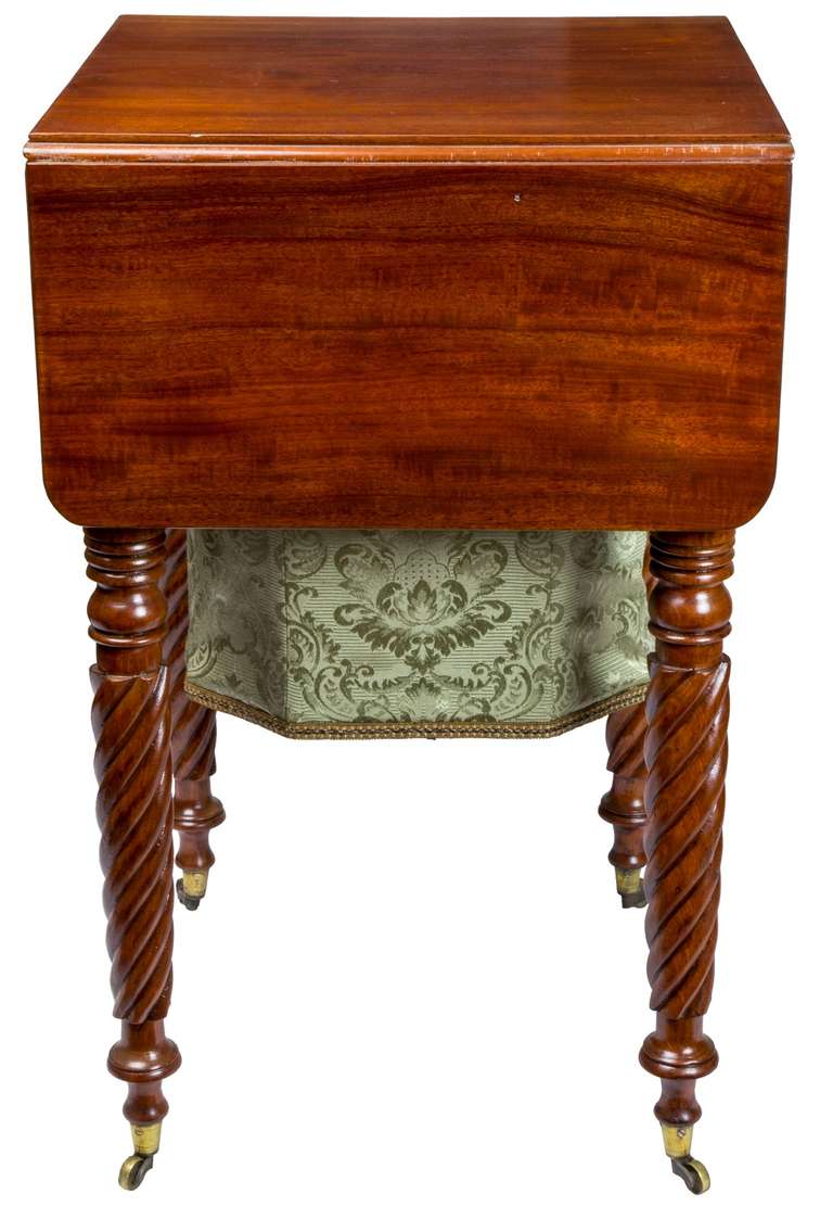 American Classical Mahogany Three-Drawer Work Table, Probably New York, circa 1830 For Sale