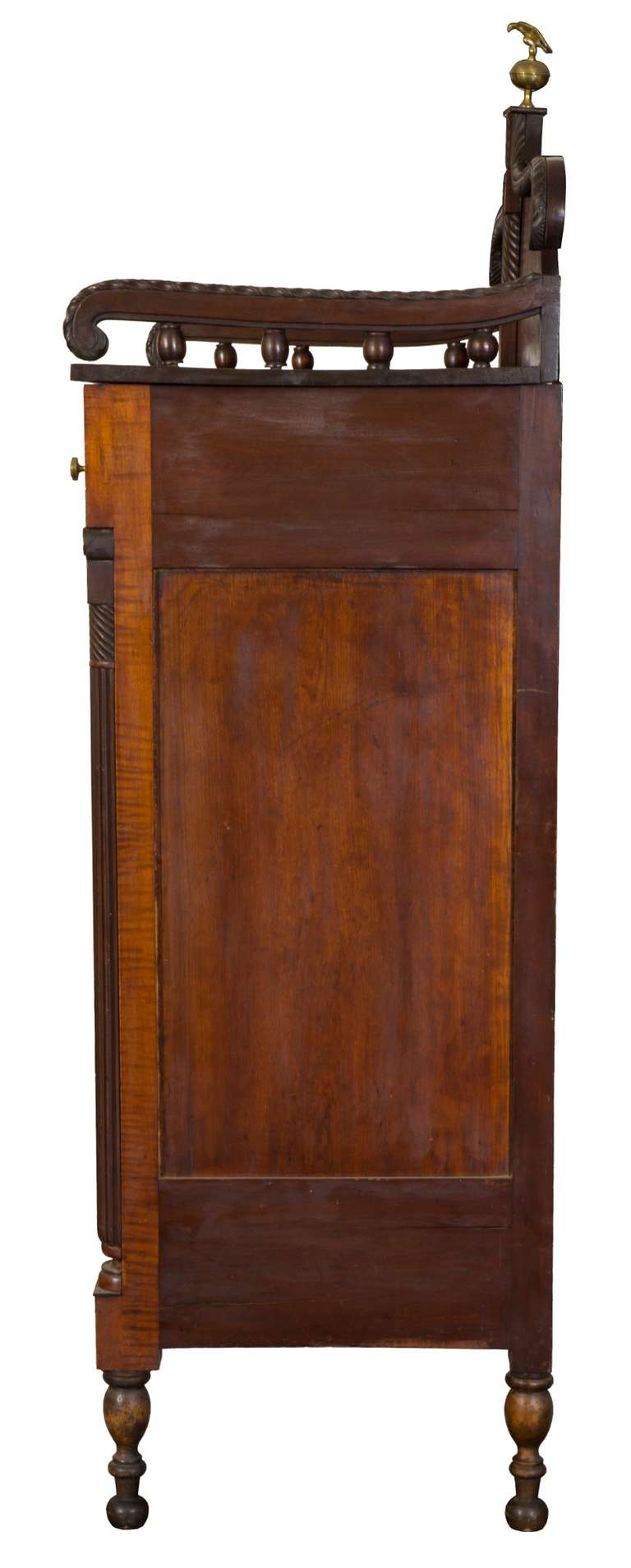 Monumental Federal Carved, Tiger Maple and Mahogany Chest 3