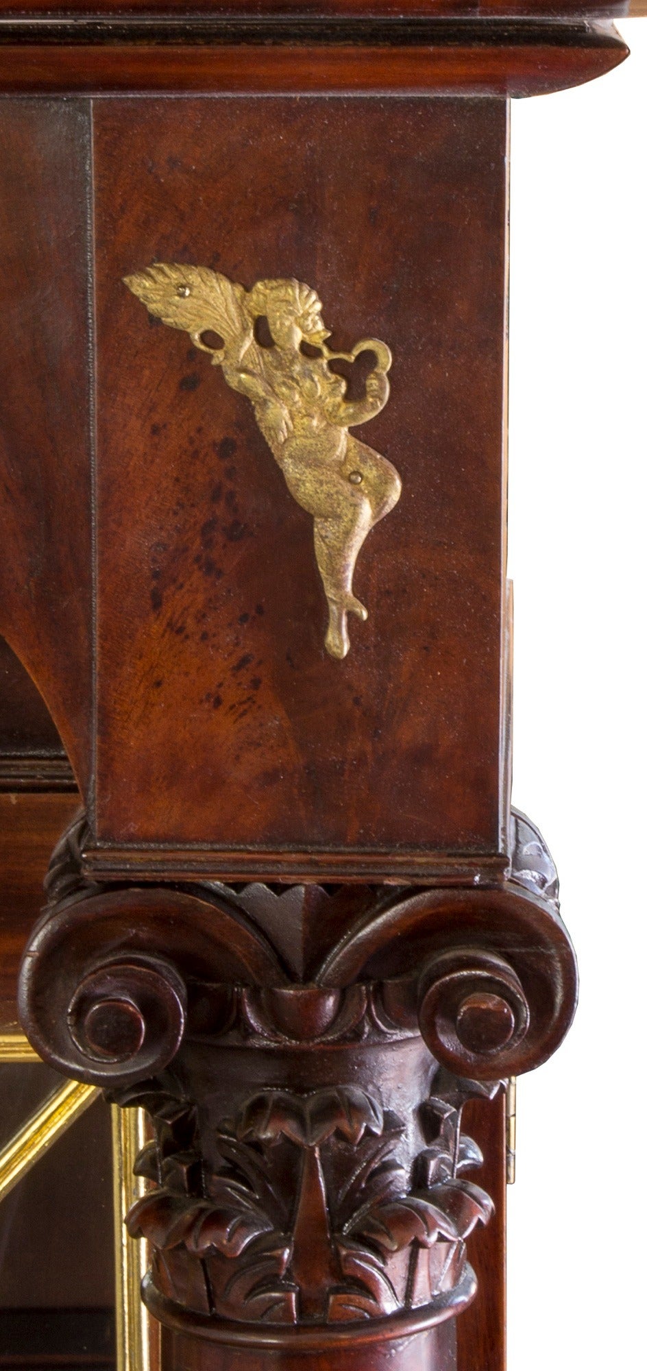 American Monumental Classical Mahogany Bookcase Probably Meeks, NY, circa 1830 For Sale