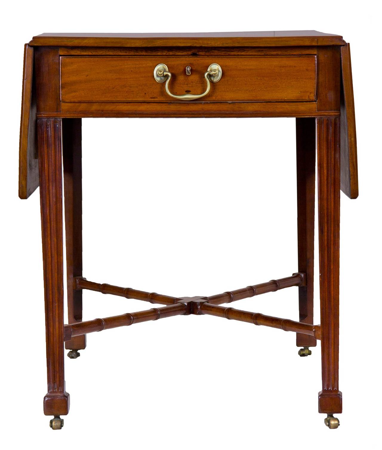 Chippendale Mahogany Pembroke Table with Carved Bamboo Stretchers, circa 1800 For Sale