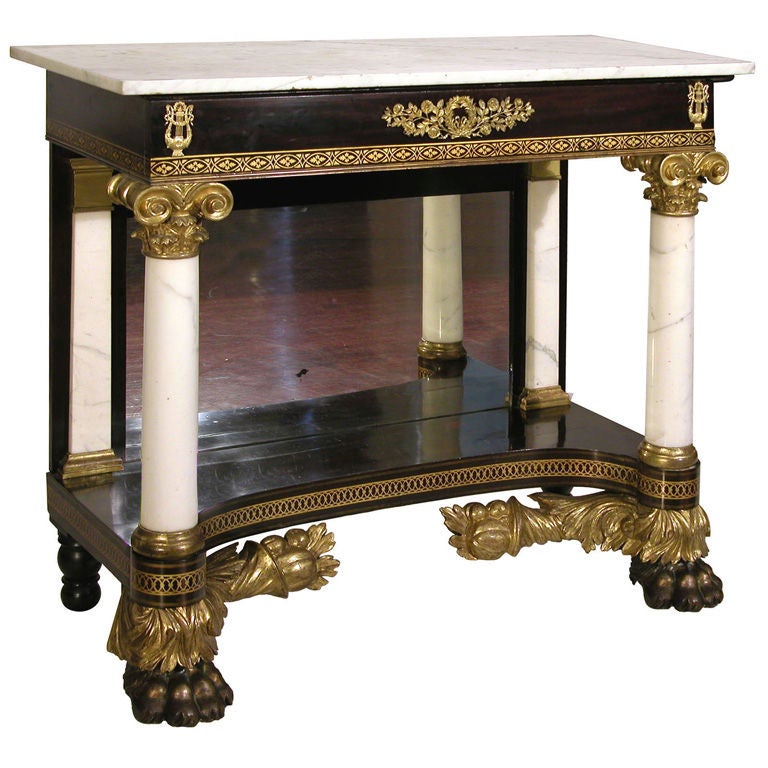 Classical Parcel-Gilt Pier Table, New York For Sale