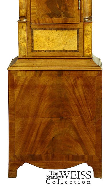Gothic Revival Gothic Mahogany Burl and Rosewood Tall Case Clock For Sale
