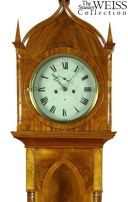 American Gothic Mahogany Burl and Rosewood Tall Case Clock For Sale