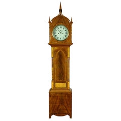 Gothic Mahogany Burl and Rosewood Tall Case Clock