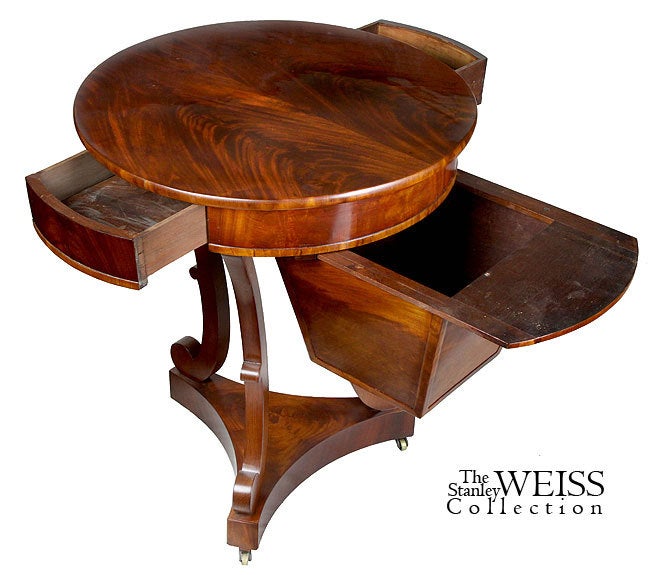 American Classical Circular Mahogany Classical Sewing Table