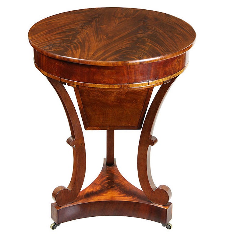 Circular Mahogany Classical Sewing Table