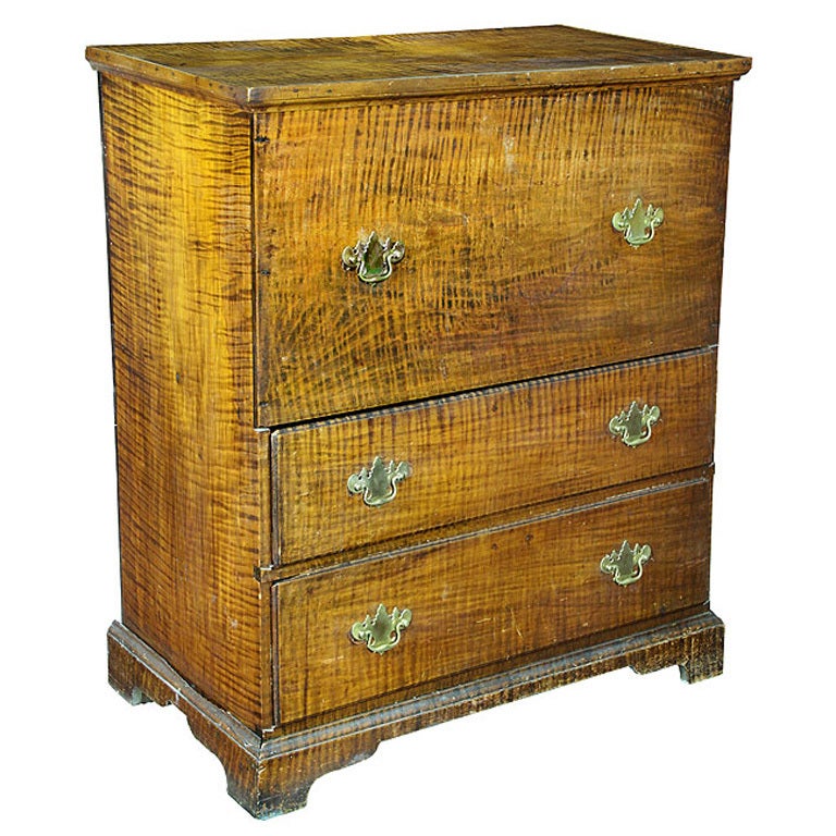 Exceptional Tiger Maple Blanket Chest with Two Drawers, NE