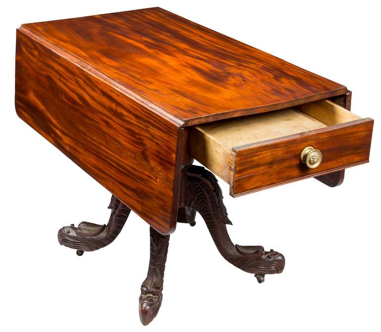 19th Century Mahogany Pembroke Table Attributed to Prouty, New York, circa 1830-1840 For Sale