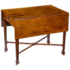 Mahogany Pembroke Table with Carved Bamboo Stretchers, circa 1800