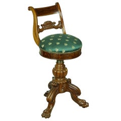 Mahogany Empire Piano Stool with Fruit Basket