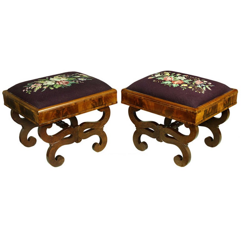 Pair of Classical Mahogany Footstools For Sale