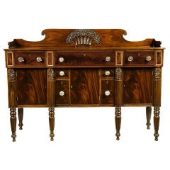 Carved Mahogany Sideboard with Basket of Fruit Detail, Salem 6