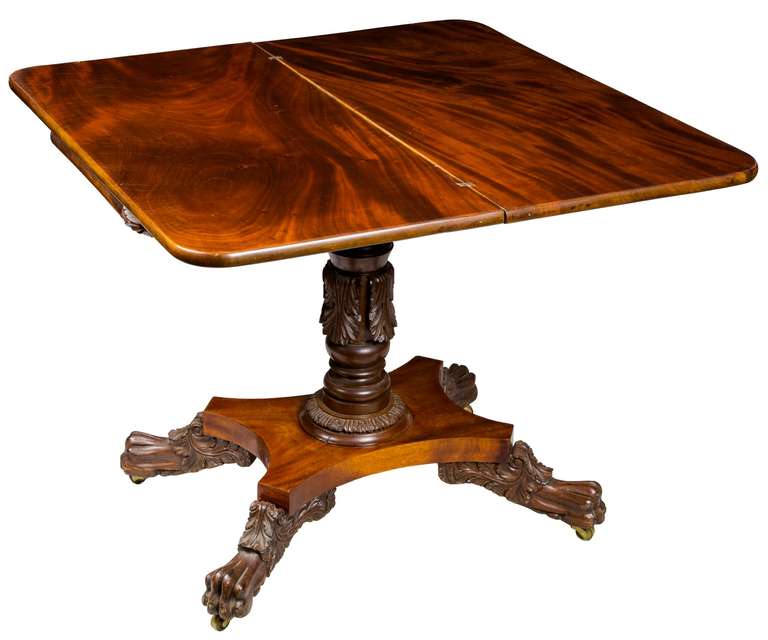 Neoclassical Pair of Mahogany Card Tables Attributed to Quervelle, Philadelphia, circa 1820