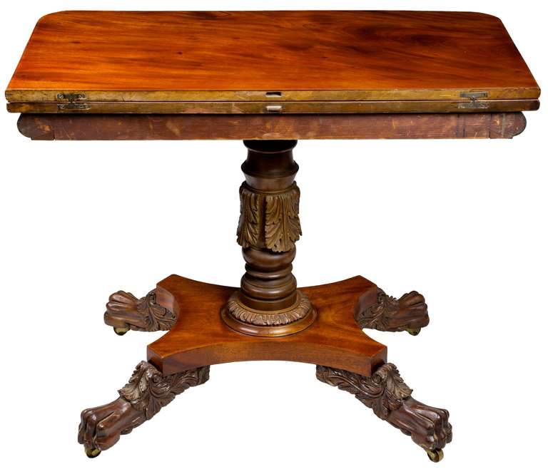 Pair of Mahogany Card Tables Attributed to Quervelle, Philadelphia, circa 1820 In Excellent Condition In Providence, RI