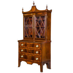 Antique Small Inlaid Mahogany Federal Secretary Desk, Salem, circa 1780-1800