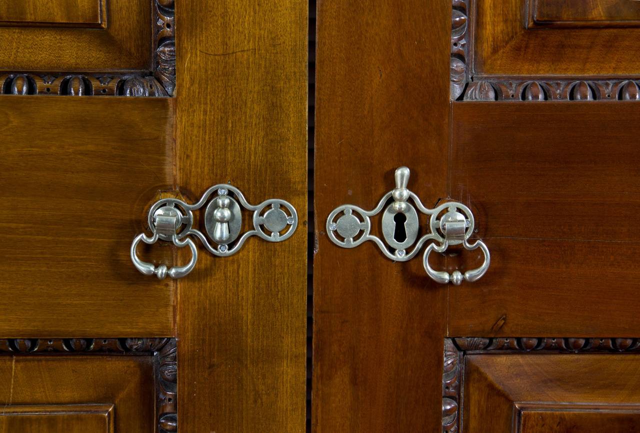 Mahogany Chippendale Interior Doors with Original Paktong Hardware For Sale 1