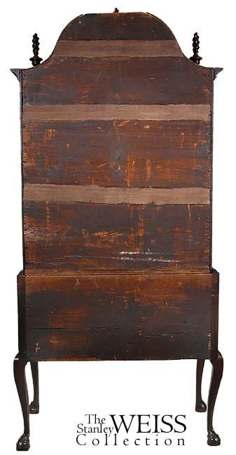 American Carved Walnut Chippendale Bonnet-Top Highboy, Salem For Sale