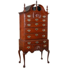 Carved Walnut Chippendale Bonnet-Top Highboy, Salem 3