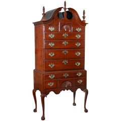 Carved Walnut Chippendale Bonnet-Top Highboy, Salem