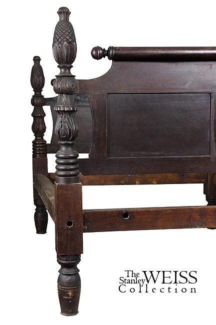 19th Century A Mahogany Low-post Bed with Massive Pineapples, North Shore